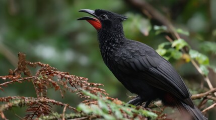 Fototapeta premium Red-throated Caracara Calling in the Rainforest Canopy