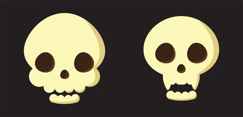 Set of skulls with expressions