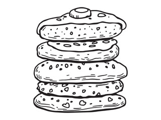 Lavash Bread Hand Drawn Line Art Vector Design