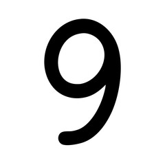 Icon of Number Nine on Transparent Background  