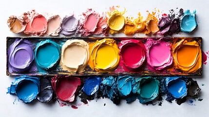 Palette of vibrant artist paint colors