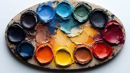 Palette of vibrant oil paint colors