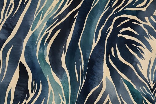 Close-up of zebra-patterned fabric swatches in watercolor style