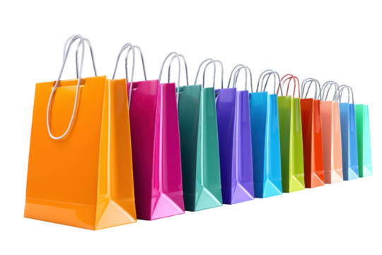 Assortment Of Colorful Shopping Bags isolated on transparent background