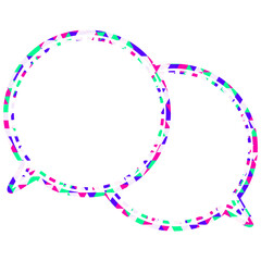 ステンドグラス風吹き出し　三角形模様　重なる会話