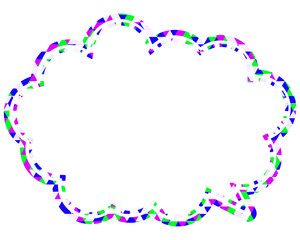 ステンドグラス風吹き出し　三角形模様　丸みのある雲形