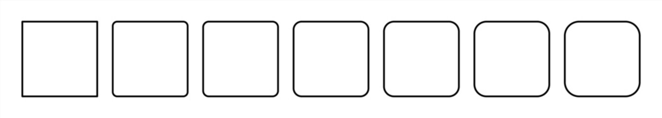 Square Icon Black, Round Squares, Foursquare Symbol, Frame Logo, Button Sign, Isolated Transparent, Variations, Vector 10 eps.