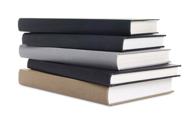 Stack of hardcover books isolated on white