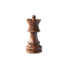 Fototapeta premium Wooden queen chess piece isolated on white background for strategy game intelligence and competition concept 