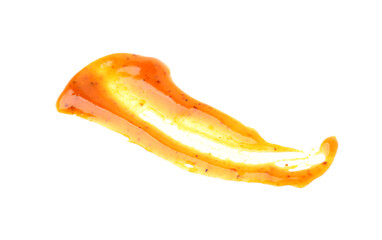Sample of tasty curry sauce isolated on white
