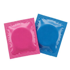 Multicolored condoms isolated on transparent or white background, png