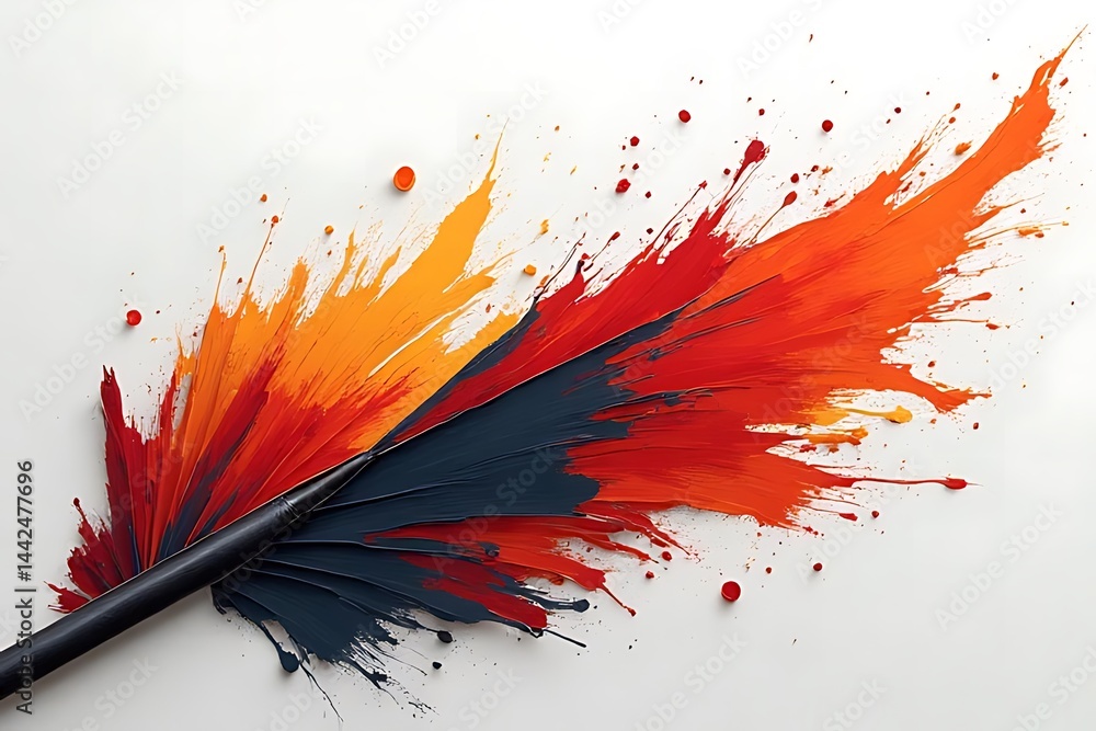 Poster dynamic paint splash action art studio visual artwork creative environment top-down view expression