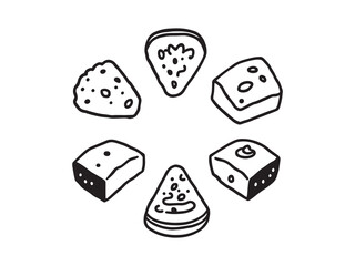 Maamoul dessert traditional arabic pastry line art vector 