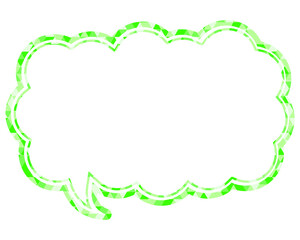 ステンドグラス風吹き出し　三角形模様　細長い雲形