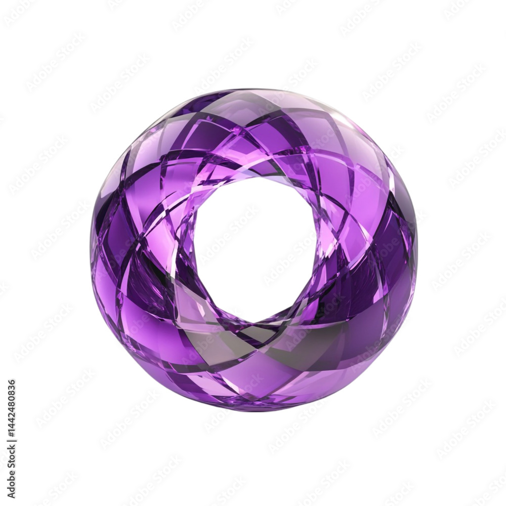 Poster purple gemstone sphere with intricate design a 3d rendered image showing a translucent jewel