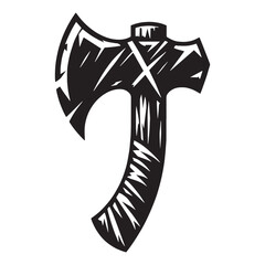 Durable Stone Axe silhouette, forged in the fires of early civilization – Stone Axe illustration – Minimalist Stone Axe vector – Weapon silhouette

