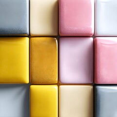 Fototapeta premium Colorful glossy tiles arranged in a modern pattern