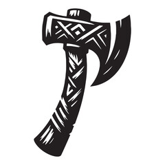 Primitive Stone Axe silhouette, designed for both tool and weapon use – Stone Axe illustration – Minimalist Stone Axe vector – Weapon silhouette

