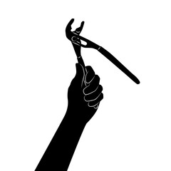 Hand holding an adjustable pliers. Illustration on transparent background