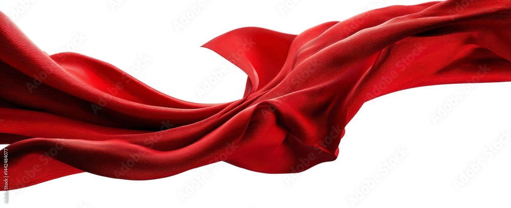 Poster the image features red fabric waving gently in the breeze set against a transparent backdrop