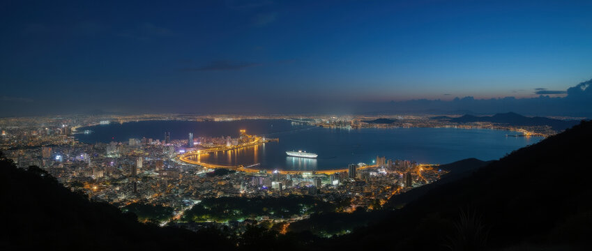 Night view of Patong, Phuket from hilltop.
