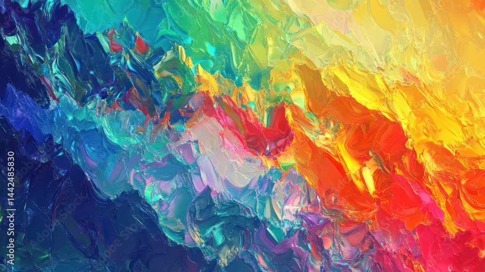 Poster vibrant spectrum blending with texture, an abstract expression of colors moving diagonally