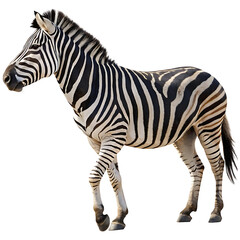 Obraz premium Striped Zebra Standing isolated on transparent background