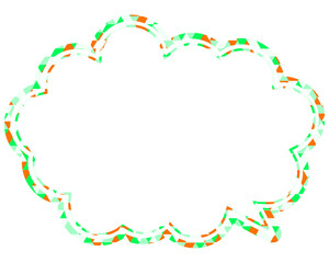 ステンドグラス風吹き出し　三角形模様　丸みのある雲形