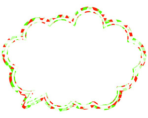 ステンドグラス風吹き出し　三角形模様　丸みのある雲形