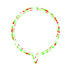 ステンドグラス風吹き出し　三角形模様　丸形の下向き