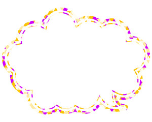 ステンドグラス風吹き出し　三角形模様　丸みのある雲形