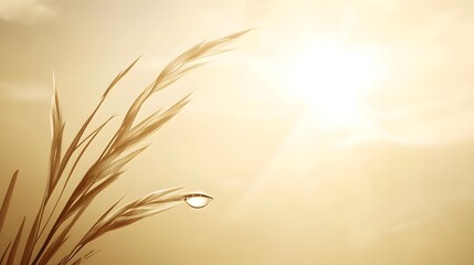 Serene Sunrise Dewdrop on Grass Blades