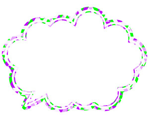 ステンドグラス風吹き出し　三角形模様　丸みのある雲形