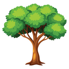Realistic Tree Vector Illustration With Green Leaf