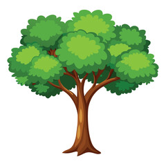 Realistic Tree Vector Illustration With Green Leaf