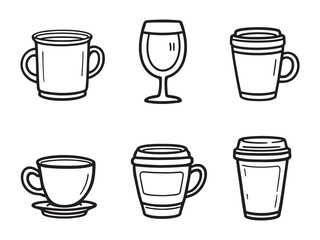 minimalistic line art cups design vector illustration