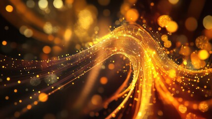 Golden light streams illuminate swirling lines
