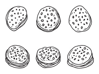 Minimalistic Naan Bread Sketch for Food Illustration