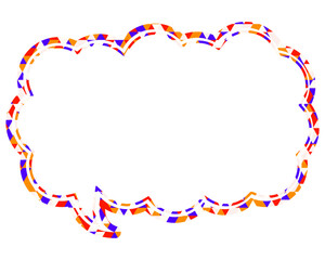 ステンドグラス風吹き出し　三角形模様　細長い雲形