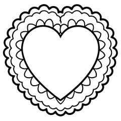 Delicate Heart Line Art with Lace Patterns