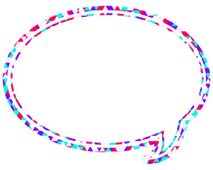 ステンドグラス風吹き出し　三角形模様　丸形