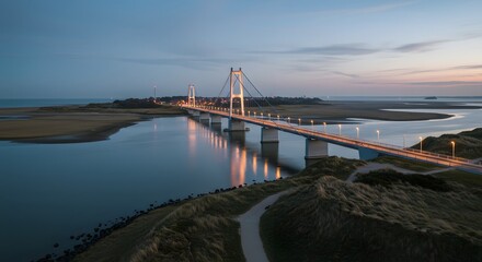 Obraz premium Bridge at Dusk Over Water