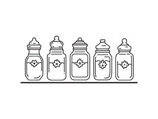 Persian spice mix advieh line art vector illustration