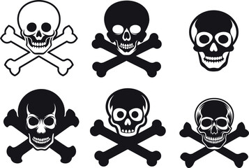 Six Variations of Skull and Crossbones Graphic Designs, skull and crossbones vector