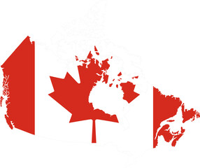 Canada flag map illustration isolated on transparent background