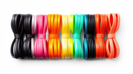 Colorful Elastic Bands on Transparent Background