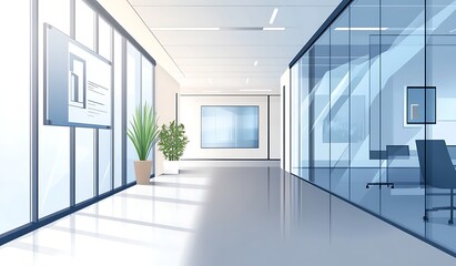 Modern office hallway