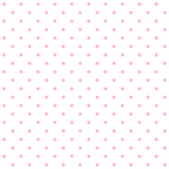Vector illustration. Seamless pattern of small Pink Polka Dots on a white background. Textile printing, fabric design, packaging, wrapping paper, children's wallpaper	