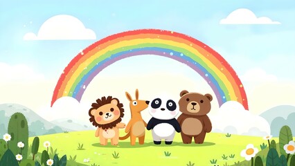 animals in the meadow illustration