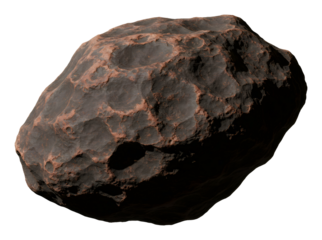 暗黒宇宙 不規則な小惑星 赤褐色岩石質感